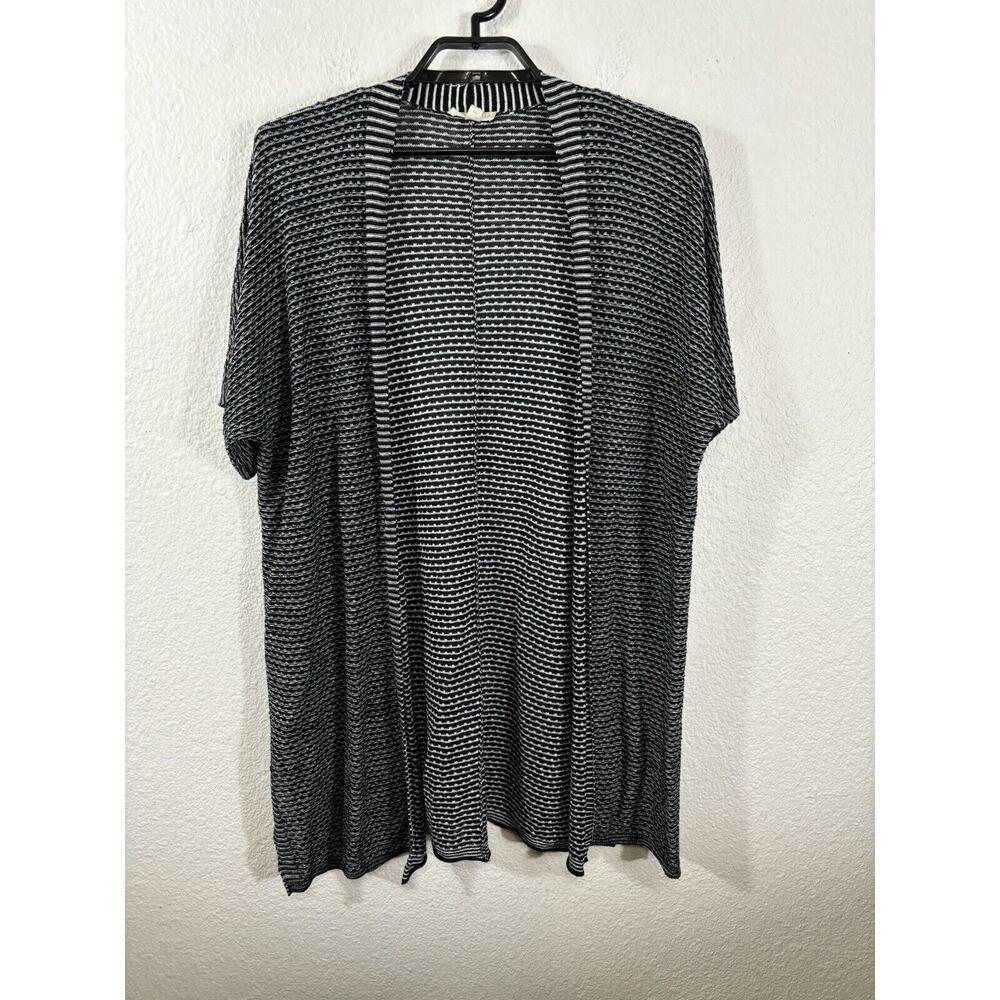 Eileen Fisher Cardigan Size S Linen Geometric Shirt Sleeve Knit Sweater Womens